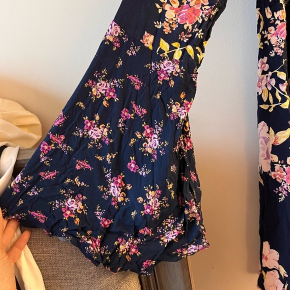 NWT Free People Tunic Open-back Floral Navy Mini Dress - XS - Picture 6 of 15